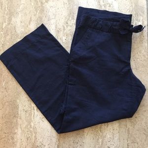 J Crew Navy Wide Leg Linen Trouser NWOT